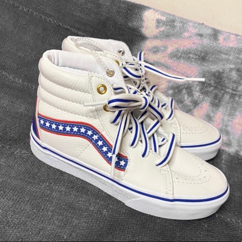 Vans Sk8-hi White Leather Star Kids Vans